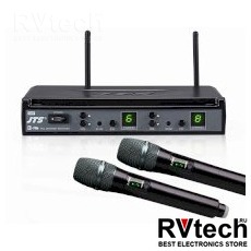 JTS E-7Du/E-7THD Радиосистема двухканальная с двумя ручными радиомикрофонами, Купить JTS E-7Du/E-7THD Радиосистема двухканальная с двумя ручными радиомикрофонами в магазине РадиоВидео.рф, Радиосистемы