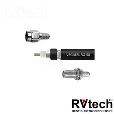 Кабельная сборка VEGATEL RG-58 A/U, SMA-male — SMA-female, чёрная, Купить Кабельная сборка VEGATEL RG-58 A/U, SMA-male — SMA-female, чёрная в магазине РадиоВидео.рф, Кабельная сборка Vegatel
