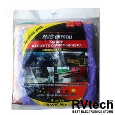 Набор салфеток экономичный для полировки и очистки AVS MF-6122 (6шт, 25х25см), Купить Набор салфеток экономичный для полировки и очистки AVS MF-6122 (6шт, 25х25см) в магазине РадиоВидео.рф, Уход за автомобилем