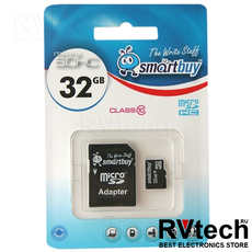 Карта памяти MicroSD 32GB Smart Buy Сlass 10 +SD адаптер, Купить Карта памяти MicroSD 32GB Smart Buy Сlass 10 +SD адаптер в магазине РадиоВидео.рф, Автоэлектроника