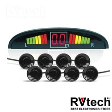 Парктроник AVS PS-128U (8 датчиков, светодиодный дисплей), Купить Парктроник AVS PS-128U (8 датчиков, светодиодный дисплей) в магазине РадиоВидео.рф, Автоэлектроника