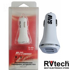 Автомобильное зарядное устройство USB (2 порта) AVS UC-322 (2,4А), Купить Автомобильное зарядное устройство USB (2 порта) AVS UC-322 (2,4А) в магазине РадиоВидео.рф, Автоэлектроника