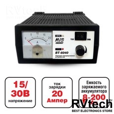 Зарядное устройство для автомобильного аккумулятора AVS BT-6040 (20A) 12/24V, Купить Зарядное устройство для автомобильного аккумулятора AVS BT-6040 (20A) 12/24V в магазине РадиоВидео.рф, Зарядные устройства для АКБ