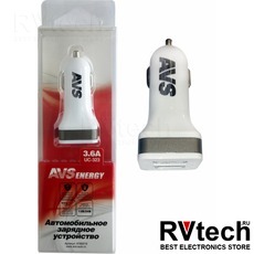 Автомобильное зарядное устройство USB (2 порта) AVS UC-323 (3,6А), Купить Автомобильное зарядное устройство USB (2 порта) AVS UC-323 (3,6А) в магазине РадиоВидео.рф, Автоэлектроника