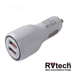 USB автомобильное зарядное устройство AVS 2 порта UC-123 Quick Charge (2,4А), Купить USB автомобильное зарядное устройство AVS 2 порта UC-123 Quick Charge (2,4А) в магазине РадиоВидео.рф, Автоэлектроника