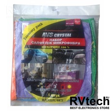 Набор салфеток для любых поверхностей AVS MF-6145 (5 разных, 25х25см), Купить Набор салфеток для любых поверхностей AVS MF-6145 (5 разных, 25х25см) в магазине РадиоВидео.рф, Уход за автомобилем