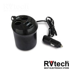 Разветвитель прикуривателя 12/24V (на 2 выхода + USB) AVS CS214U, Купить Разветвитель прикуривателя 12/24V (на 2 выхода + USB) AVS CS214U в магазине РадиоВидео.рф, Разветвители, удлинители