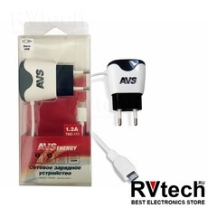 Сетевое зарядное устройство с micro USB AVS TMC-111 (1,2А), Купить Сетевое зарядное устройство с micro USB AVS TMC-111 (1,2А) в магазине РадиоВидео.рф, Автоэлектроника