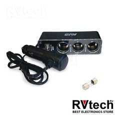 Разветвитель прикуривателя 12/24V (на 3 выхода + USB) AVS CS313U, Купить Разветвитель прикуривателя 12/24V (на 3 выхода + USB) AVS CS313U в магазине РадиоВидео.рф, Разветвители, удлинители