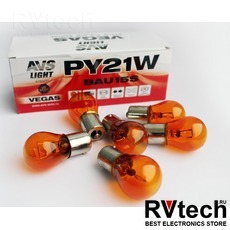 Лампа AVS Vegas 24V. PY21W (BAU15S) "orange" BOX (10 шт.) смещенный штифт, Купить Лампа AVS Vegas 24V. PY21W (BAU15S) "orange" BOX (10 шт.) смещенный штифт в магазине РадиоВидео.рф, AVS Vegas