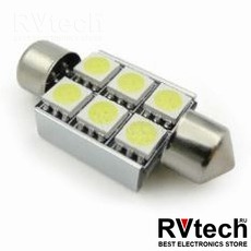 T11 C008B /белый/ (SV8,5/8) 41mm 6x5050 SMD CANBUS SMD, блистер, 2 шт, Купить T11 C008B /белый/ (SV8,5/8) 41mm 6x5050 SMD CANBUS SMD, блистер, 2 шт в магазине РадиоВидео.рф, Светодиодная лампа