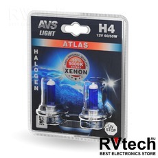 Лампа галогенная AVS ATLAS /5000К/ H4.12V.60/55W (блистер, 2 шт.), Купить Лампа галогенная AVS ATLAS /5000К/ H4.12V.60/55W (блистер, 2 шт.) в магазине РадиоВидео.рф, AVS ATLAS