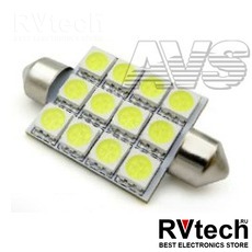 T11 SV021 /белый/(SV8,5/8) 12SMD 5050 41мм 3 chipблистер , блистер, 2 шт, Купить T11 SV021 /белый/(SV8,5/8) 12SMD 5050 41мм 3 chipблистер , блистер, 2 шт в магазине РадиоВидео.рф, Светодиодная лампа