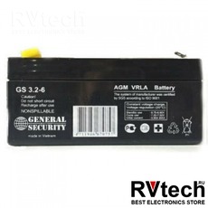 Аккумулятор General Security GS 6v 3,2ah, Купить Аккумулятор General Security GS 6v 3,2ah в магазине РадиоВидео.рф, General Security