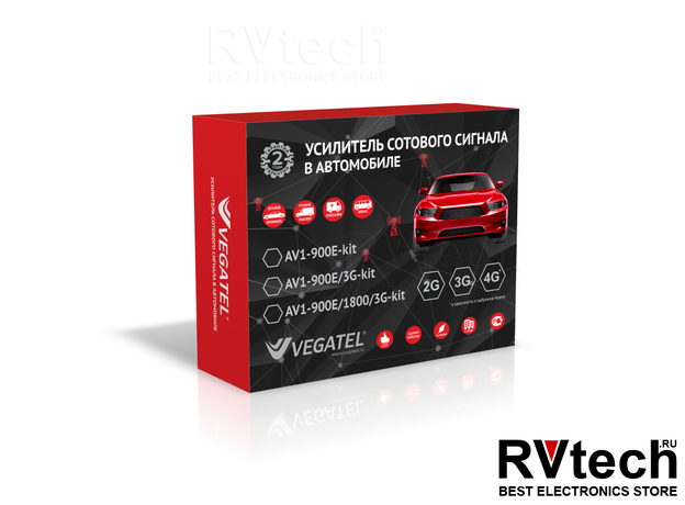 Комплект VEGATEL AV1-900E-kit, Купить Комплект VEGATEL AV1-900E-kit в магазине РадиоВидео.рф, Усилители сотовой связи для автомобиля (GSM, 3G, 4G)
