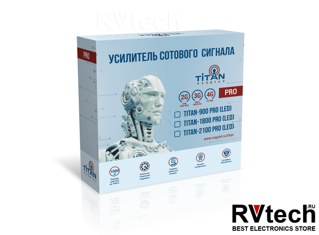Комплект Titan-2100 PRO (LED), Купить Комплект Titan-2100 PRO (LED) в магазине РадиоВидео.рф, Комплекты для усиления сотовой связи